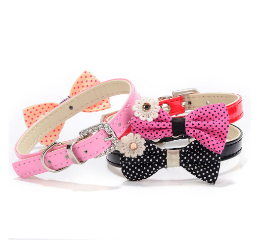 High Quality Leather Bow Tie Collar Kitten Cat